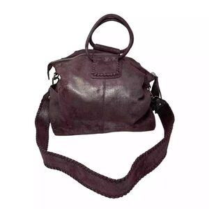 HOBO Large Leather Shelia Plum Graphite Satchel/Shoulder/Crossbody Bag